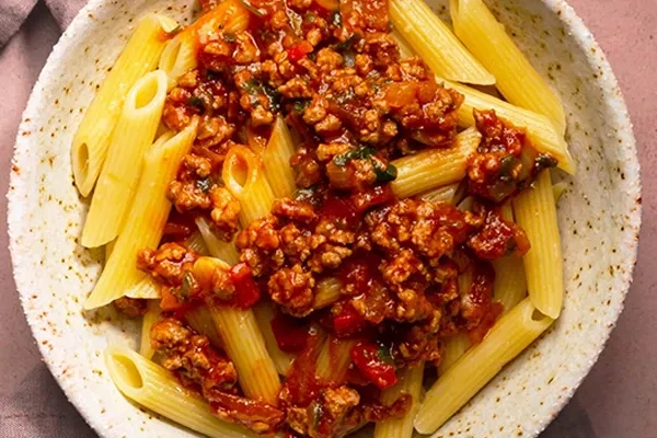 Penne Rigate with Quick Meat Sauce