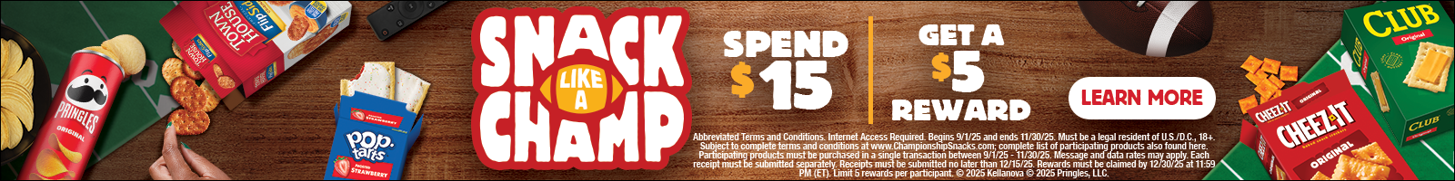 snack like a champ spend $15, get a $5 reward