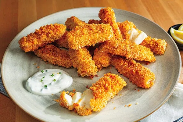 Fish Dippers with Lemon-Chive Dipping Sauce