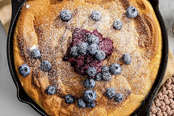 Japaense-Style Souffle Pancake Skillet with Blueberry Butter