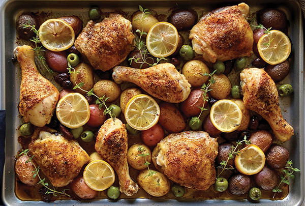 Sheet Pan Chicken with Potatoes & Olives