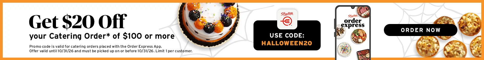 Get $20 off your halloween catering with code HALLOWEEN20