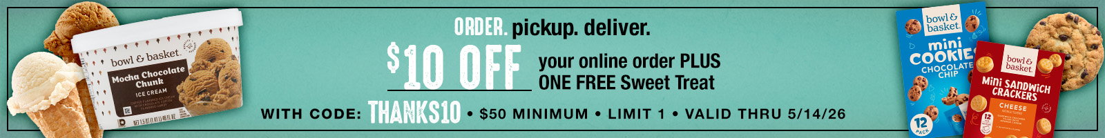 10 off and free items