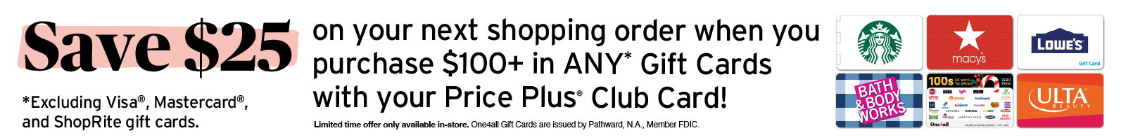 gift card promo spend 100 get 25