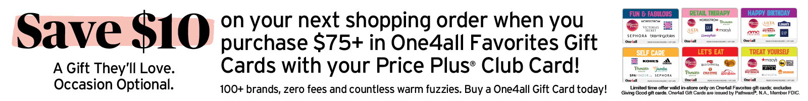 Save $10 when you spend $75+