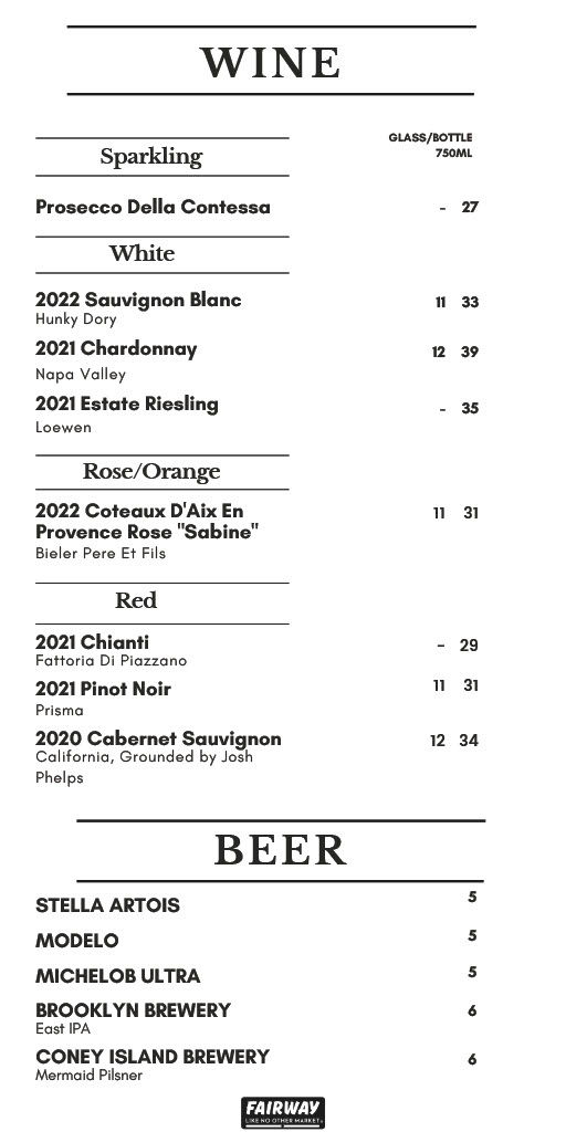 Beer & wine list 