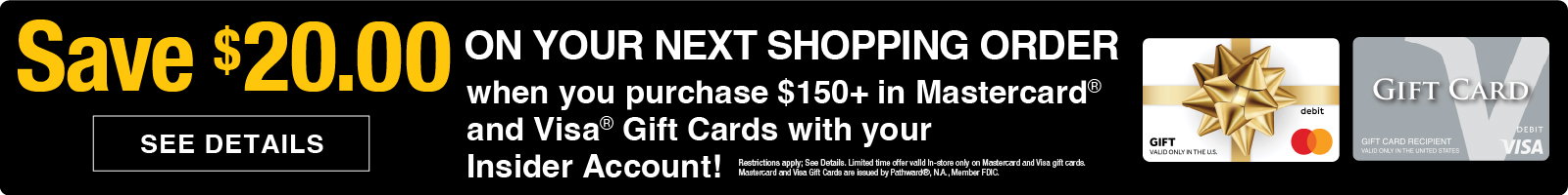 SAVE $20 on your next shopping order 