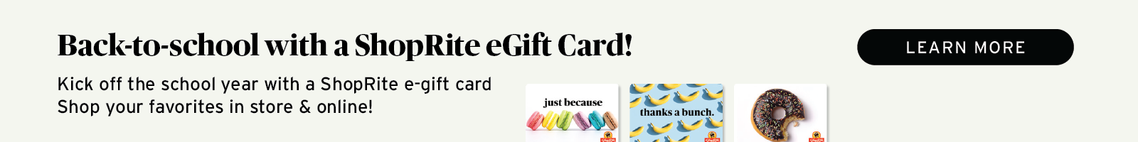 back to school with a ShopRite e-gift card
