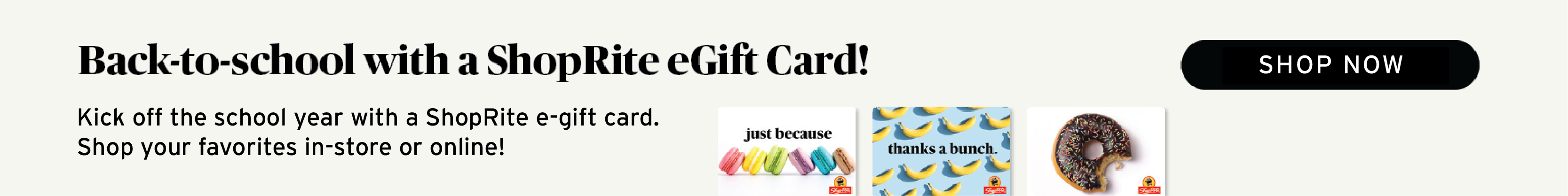 back to school with a ShopRite e-gift card
