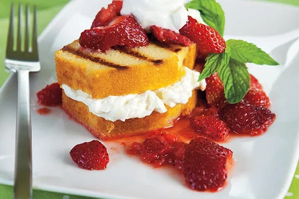 Strawberries and Cream Grilled Pound Cake